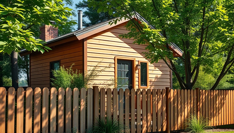 Compact ADU with wood exterior and garden setting.