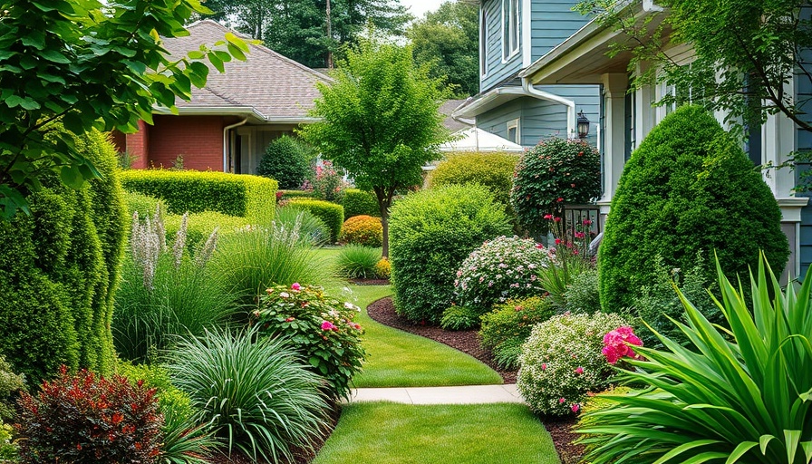 Urban landscaping showcases lush greenery in a suburban garden.