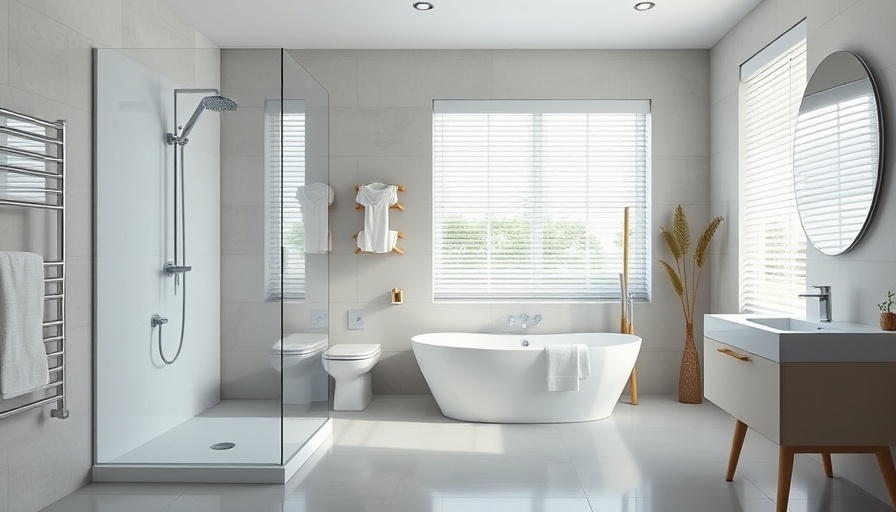 Modern bathroom with low-curb shower highlighting benefits.