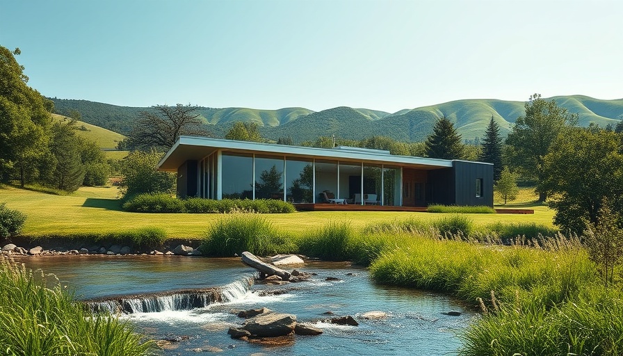 Modern multigenerational home design in lush natural landscape.