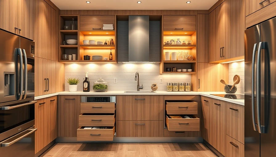 Stylish kitchen cabinets with pull-out drawers for aging in place design.