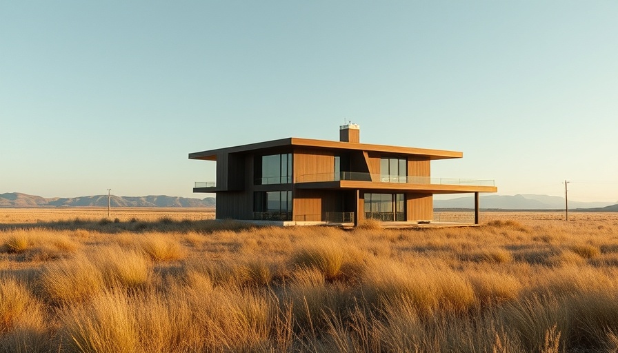 Modern house on Toumbaal Plains with flat roofs, open landscape.