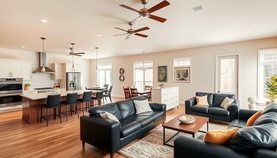 Open-concept family kitchen design with modern furnishings.