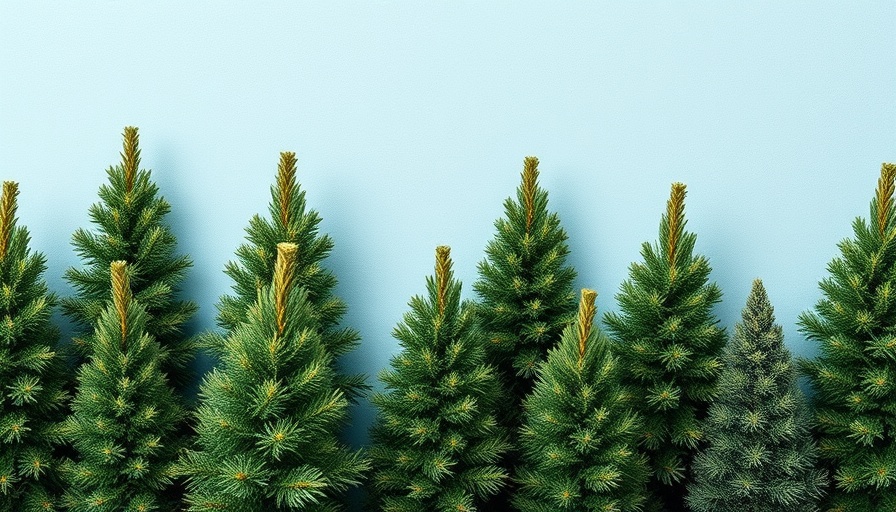 Pattern of Christmas trees on textured blue background.