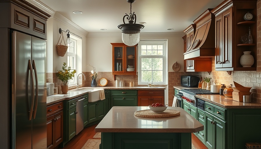 Colonial kitchen renovation ideas with wood cabinets and green accents