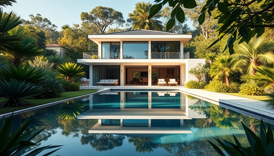 Luxury home design in France with pool and greenery.