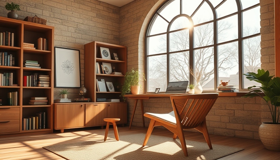 Mid-century modern study featuring ready to hang designs.