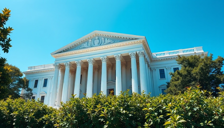Architectural rendering of neoclassical design by James McCrery, White House inspiration.