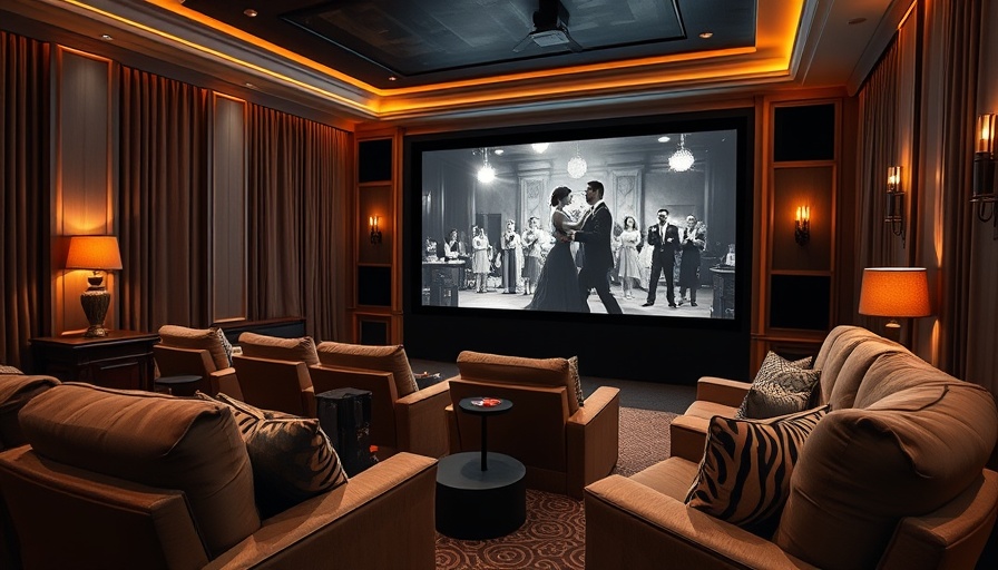 Luxurious home theater with plush seating and elegant decor.