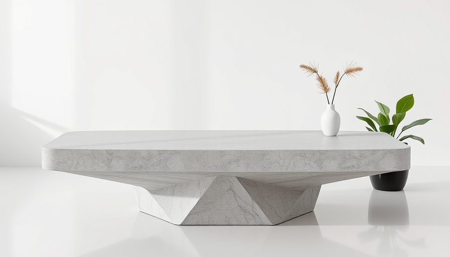 Minimalist eco-friendly concrete table in sustainable interior design.