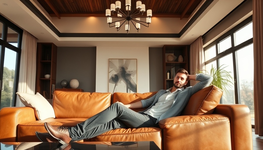 Tribeca apartment with elegant decor and modern furniture, featuring a man on a sofa.