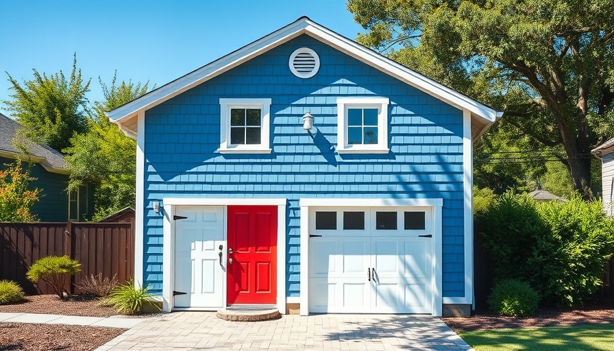 Charming accessory dwelling unit above garage in sunny setting.