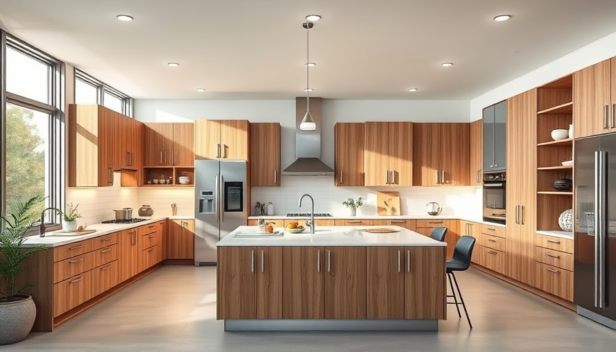 Modern kitchen with clever storage solutions and sleek appliances.