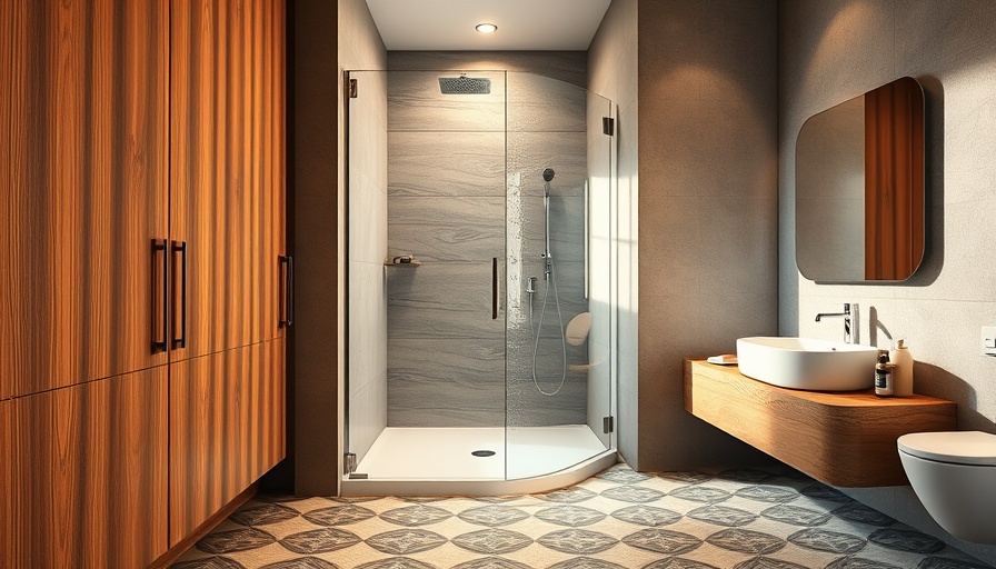 Modern low-curb shower design in elegant bathroom.