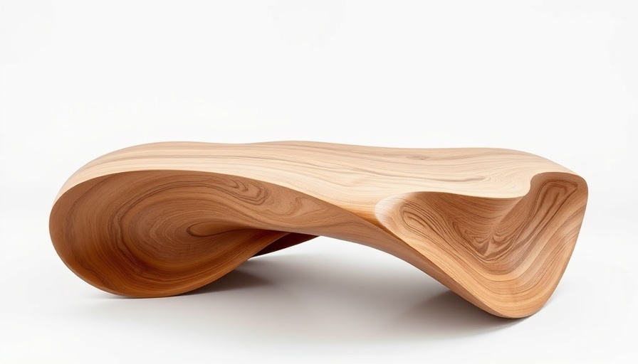 Unique wooden coffee table with irregular design in Carmel interior
