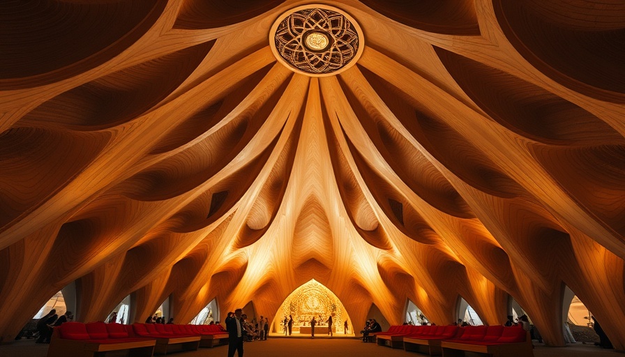 Plywood shelter design at Chicago Architecture Biennial with intricate interiors.