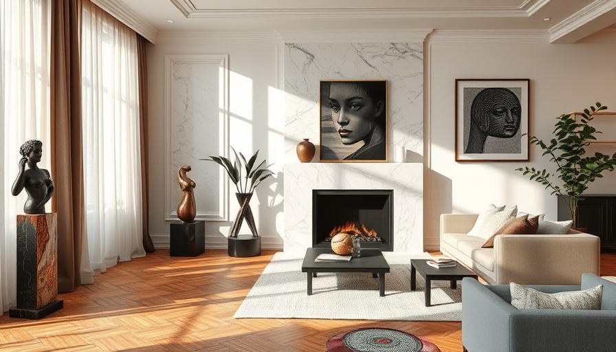 Luxury Athens apartment renovation with modern decor and sculptures.