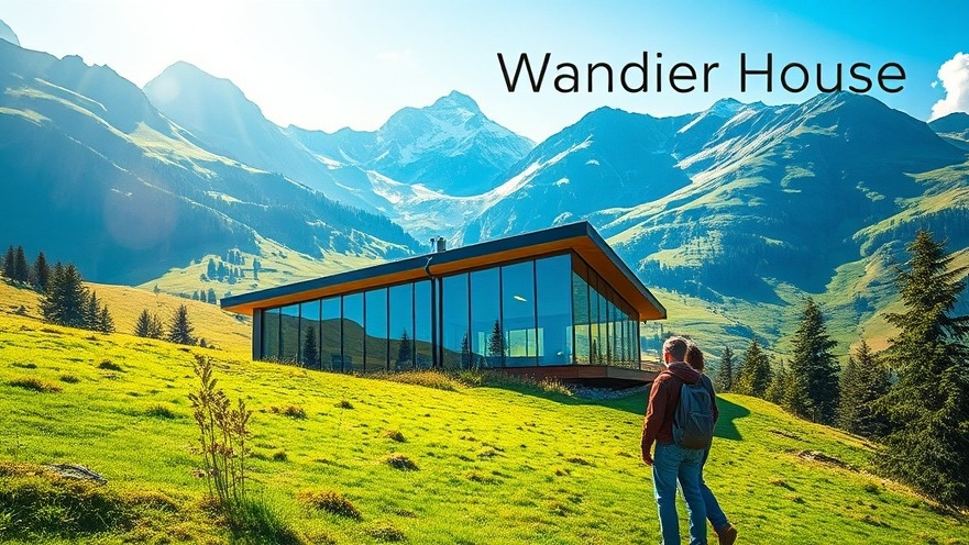 Contemporary timber construction of Wandering House in a Swiss landscape.