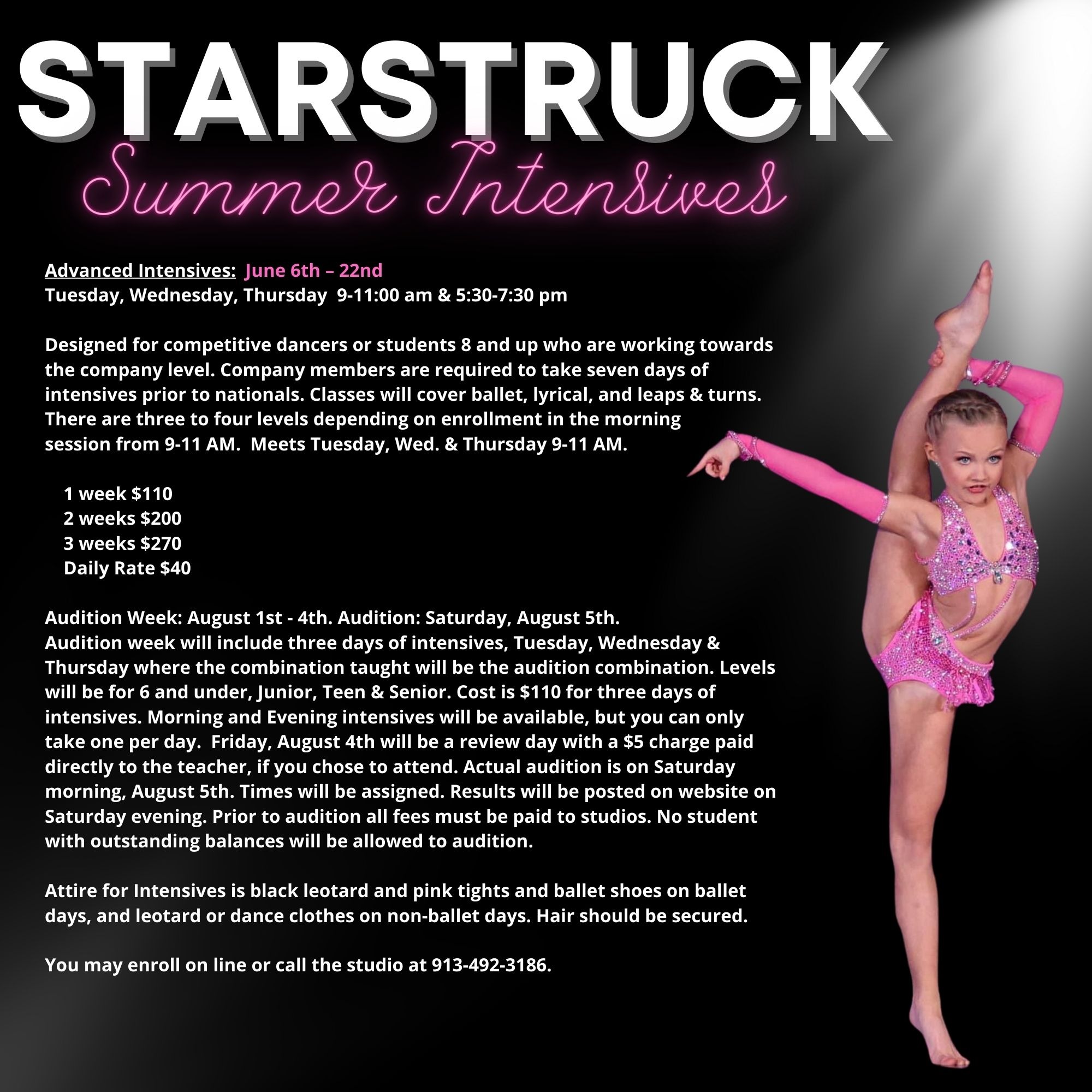 Starstruck Performing Arts Academy group Summer Intensives Info