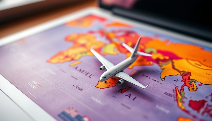 OpenNDC travel platform: Mini airplane on map near laptop.