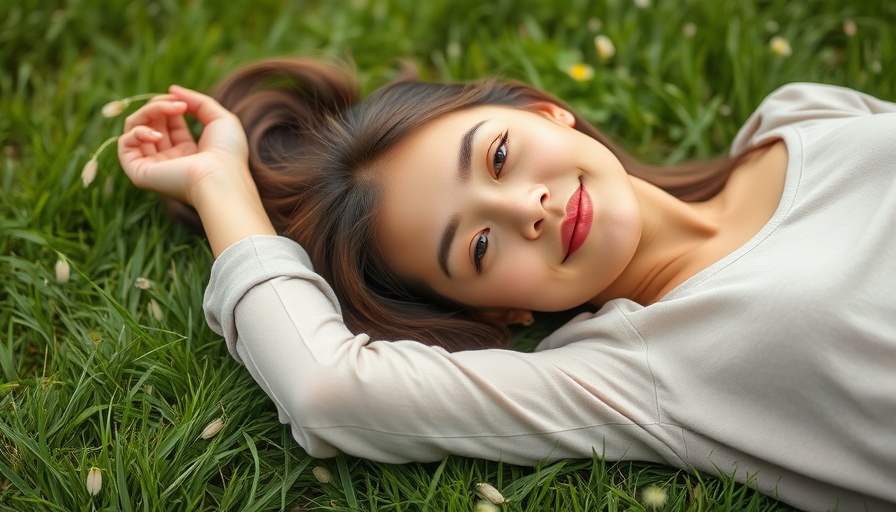 Young woman lying on grass, serene and relaxed, ways to switch off.