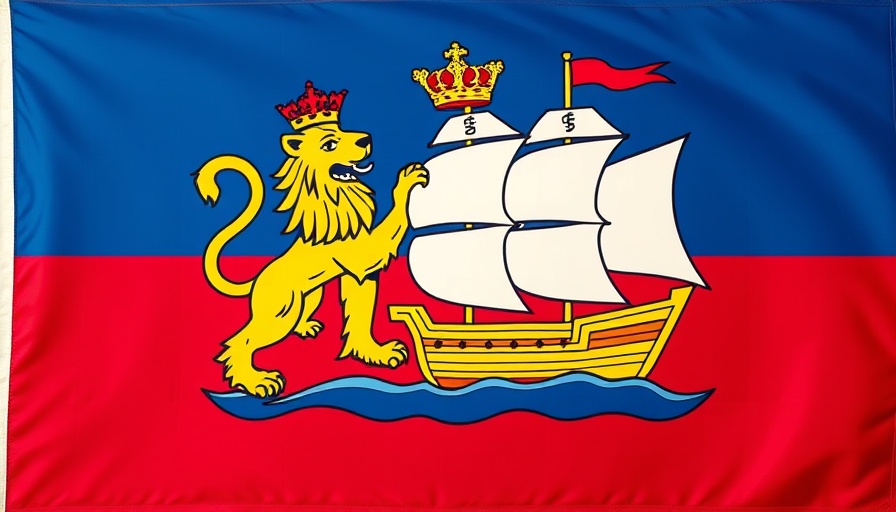 New Brunswick flag design featuring lion and ship elements.