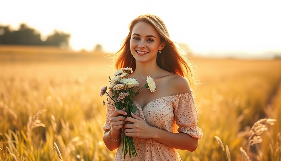 Woman embracing tranquility in nature, breast health routine concept.