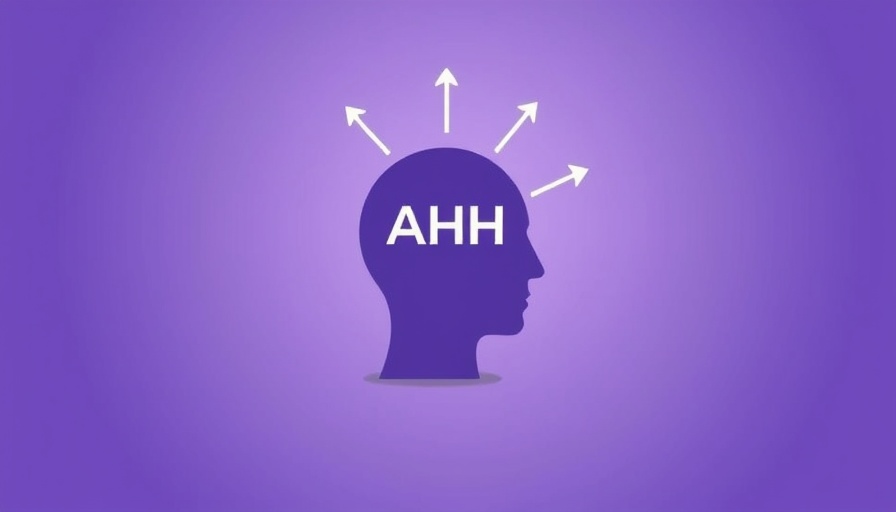 Minimalistic ADHD mind illustration with arrows on purple background