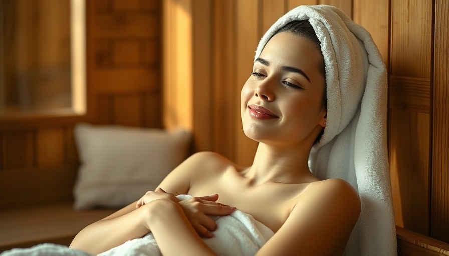Woman relaxing in sauna illustrating therapy benefits.