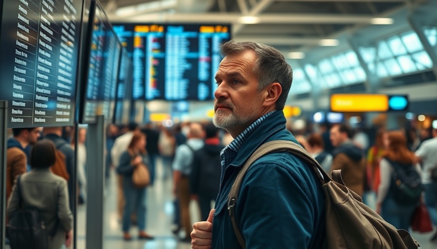 Traveler at airport during Air Canada strike impact on travel.