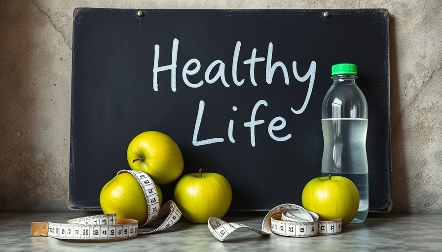 Maintain a healthy lifestyle with apples and water on a textured background.