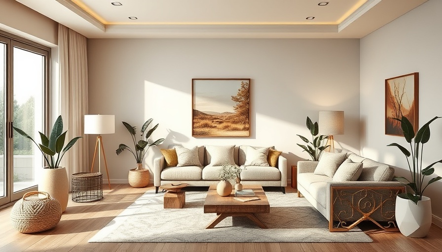 Feng Shui inspired serene modern living room with harmonious design.