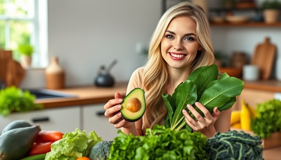 Increase Greens in Your Diet: Woman with vegetables promoting healthy eating.