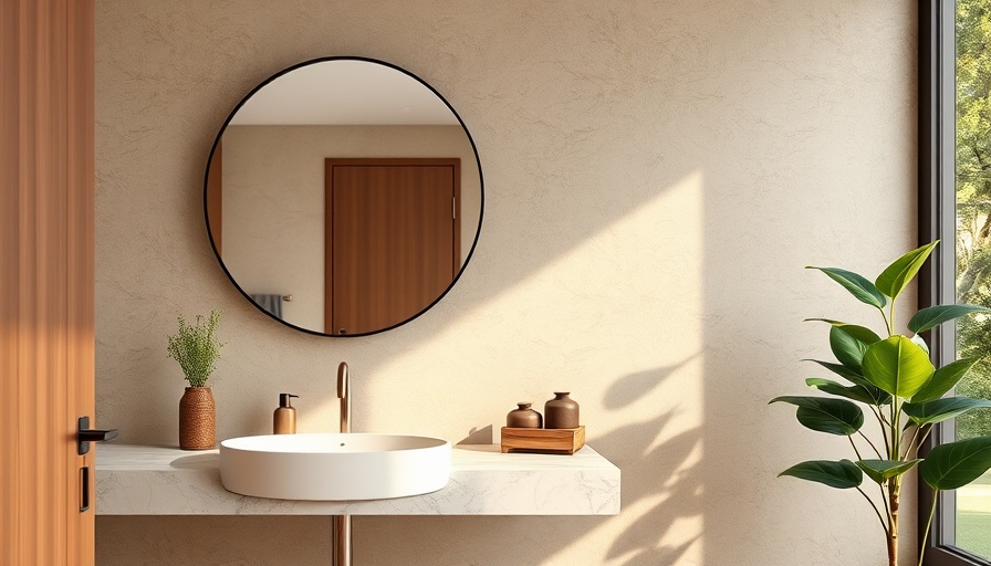 Luxurious powder bath with marble and wood design.