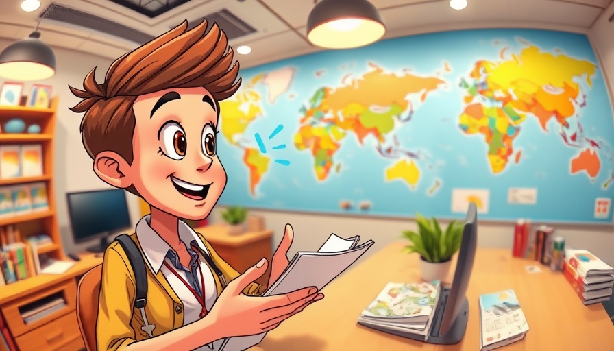 Enthusiastic animated travel advisor planning trips in an office, Trevello Momentum Program for Travel Advisors