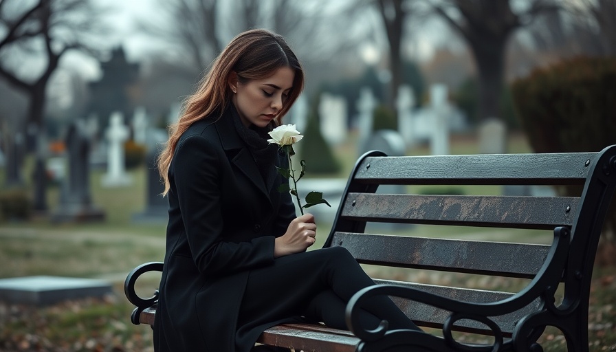 Solemn woman grieving in a cemetery, coping with the loss of a child.