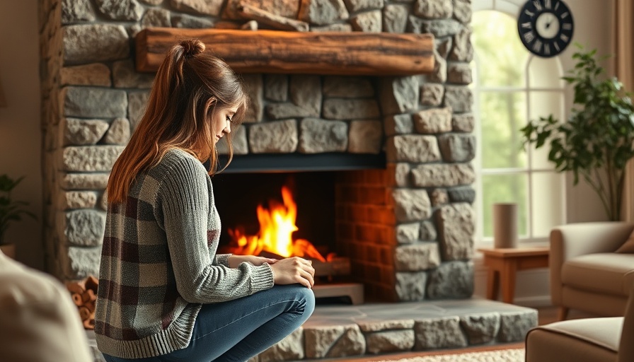 Cozy Activities for October: Woman lighting a fireplace.