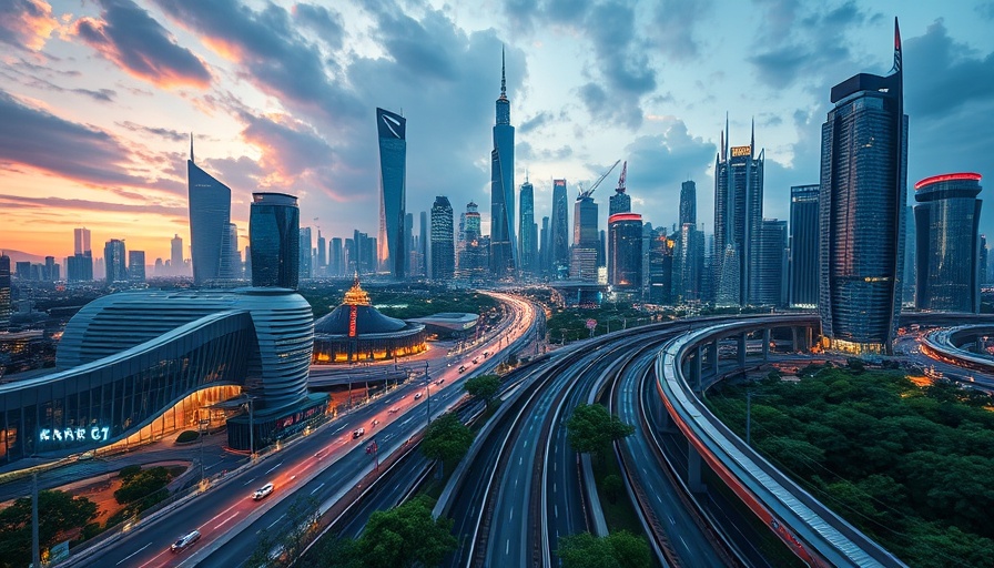 Futuristic cityscape depicting a future-proof FIT travel business.