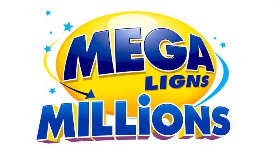 Mega Millions jackpot colorful lottery logo with stars.