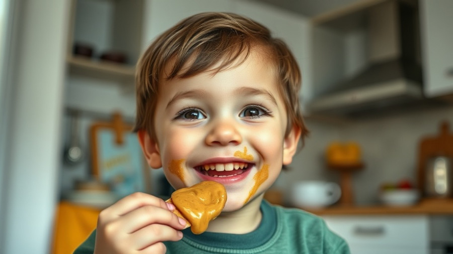 Happy child enjoying food, symbolizing decline of peanut allergies in children.