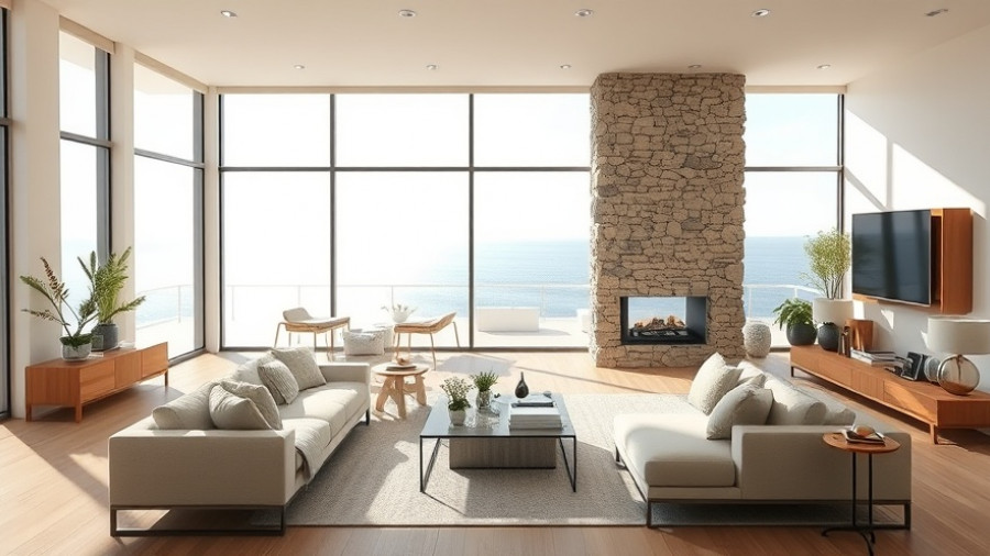 Modern living room with sea view, refresh your living room.