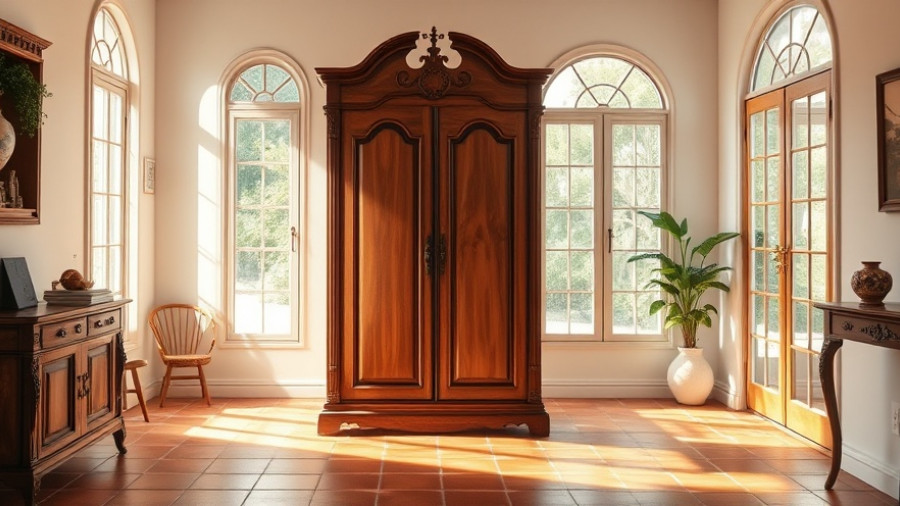 Elegant wooden armoire in cozy room, reflecting 2026 furniture trends.