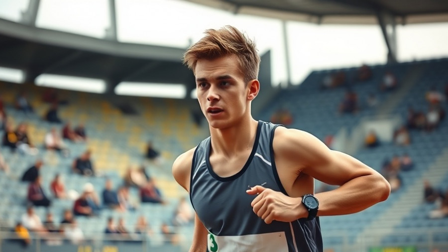 Top junior in boys cross country Michigan running with determination.