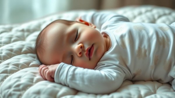 Peaceful baby sleeping on a quilted blanket, serene scene.