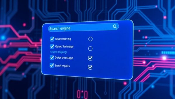 Futuristic search engine screen impacting CTR with digital circuits.