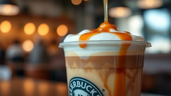 Layered Yemeni coffee decorated with caramel at Kalamazoo café