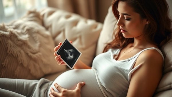 Pregnant woman holding ultrasound photo, focusing on mental health during pregnancy.