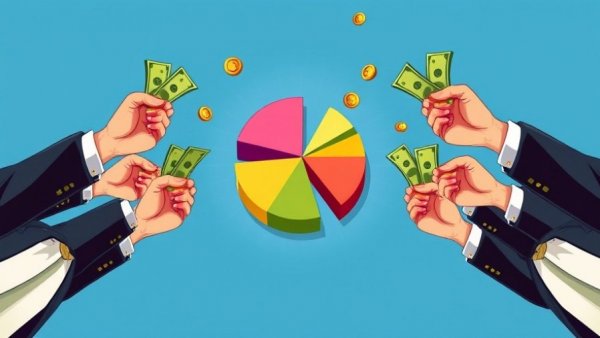 Illustration showing venture capital raising with a pie chart.