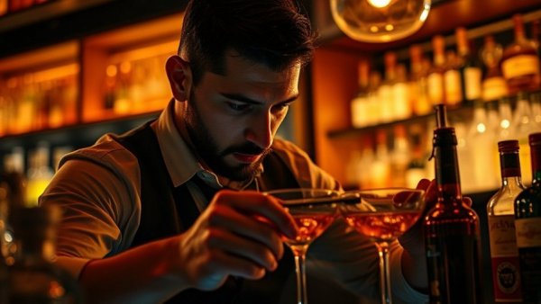 Gen Z drinking habits reflected in bartender preparing cocktails.