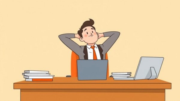 Cartoon of relaxed worker showing bad habits at work